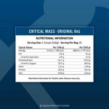 APPLIED NUTRITION - CRITICAL MASS ORIGINAL - 6KG